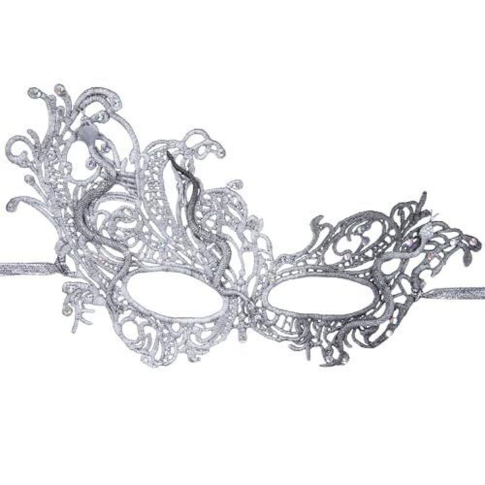 8090 Silver Masquerade Mask - 2026 Lace Prom Snake Meduasa Mask with Shiny